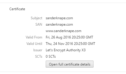 a valid ssl certificate with a SAN as seen in Google Chrome